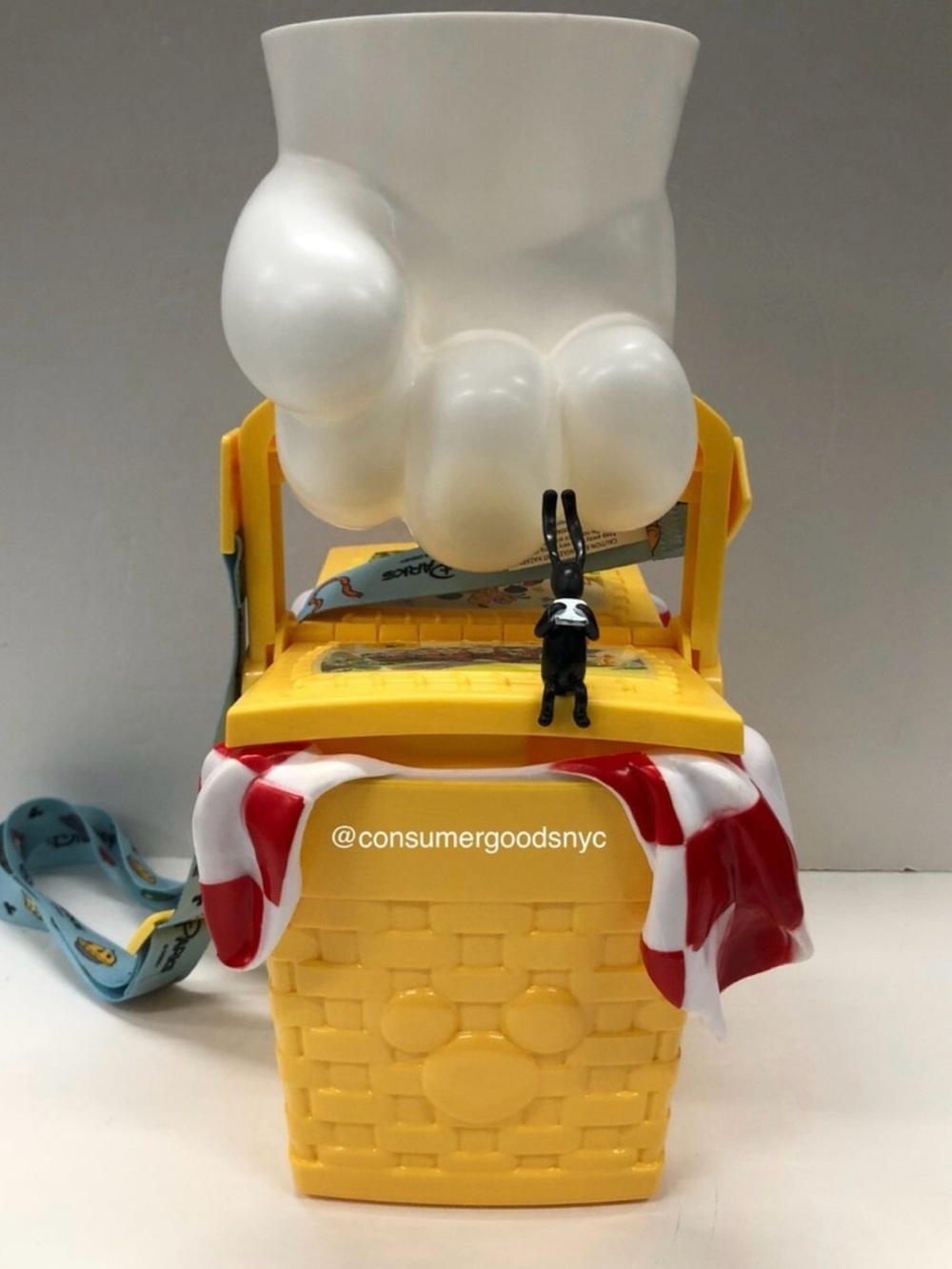 Yellow Picnic Basket Kids Toy Snack Container with White Cloud Lid